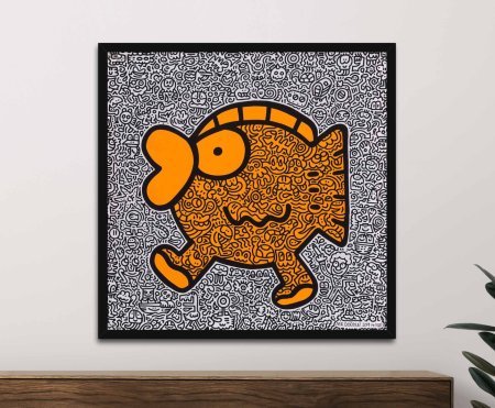framed print of Orange Fish by Mr Doodle