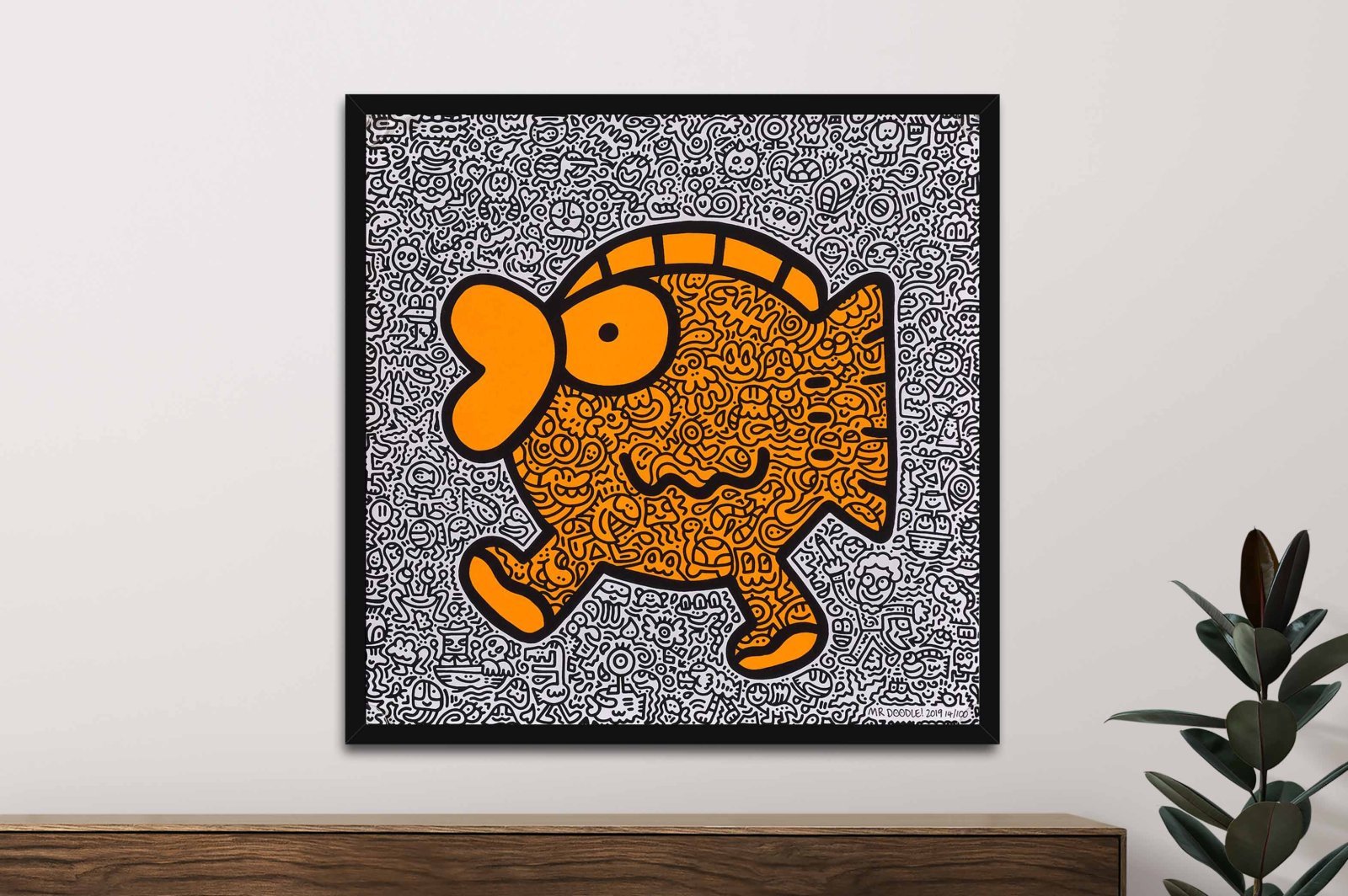 framed print of Orange Fish by Mr Doodle