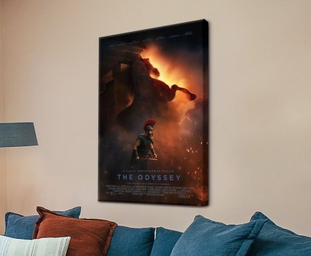 The Odyssey movie poster canvas print in amber tones for a media room
