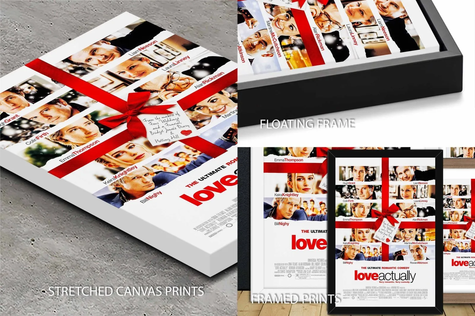 Close detail of the Love Actually Movie Poster canvas